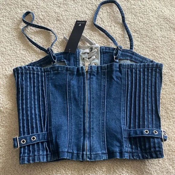 Lulus NWT denim crop top XS - Picture 4 of 8
